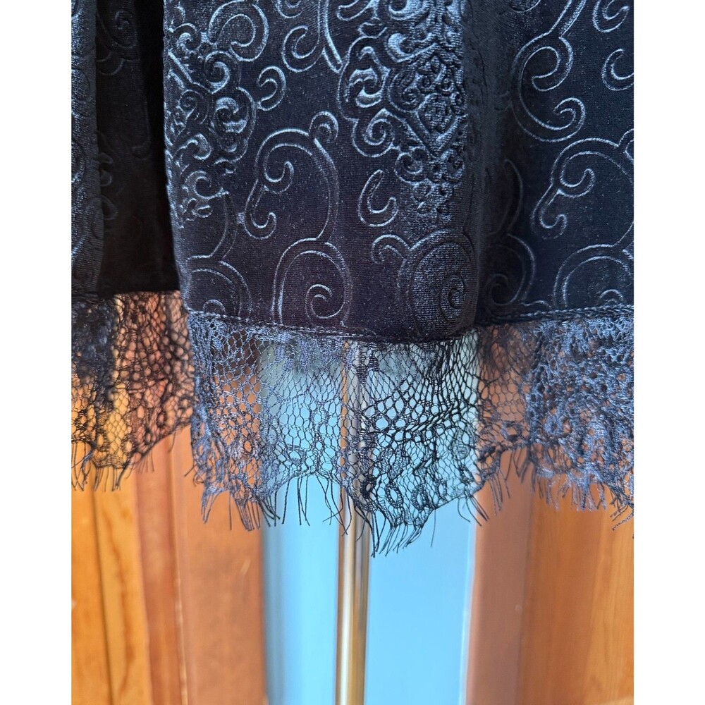 Gothic Lolita Victorian My Summer Woes Black Soft Jacquard Velvet Mini Dress M - Picture 6 of 11